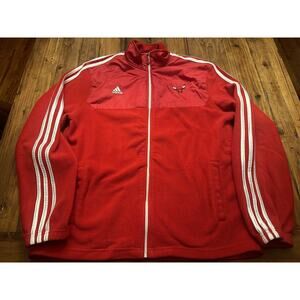 Chicago Bulls Adidas NBA Track Jacket Fleece Red Size Large Basketball Jordan`